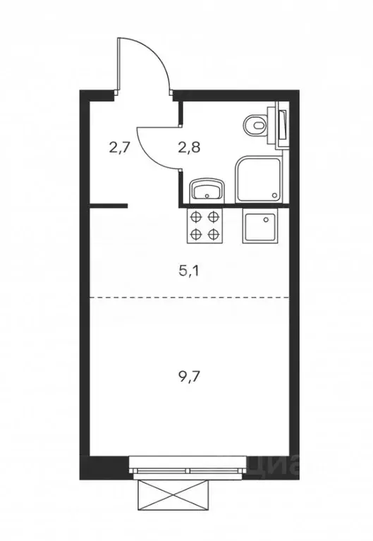 Студия Москва ул. Поляны, 5Ак4 (20.8 м) - Фото 2