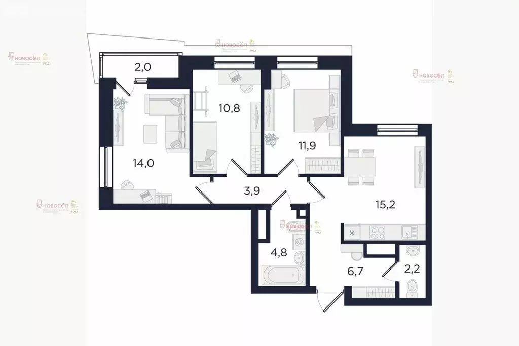 3-комнатная квартира: Екатеринбург, улица Свердлова, 32Б (71 м) - Фото 0