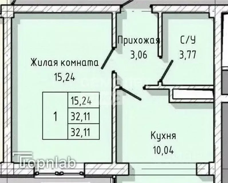 1-к кв. Кабардино-Балкария, Нальчик ул. А.А. Кадырова, 24 (32.0 м) - Фото 0