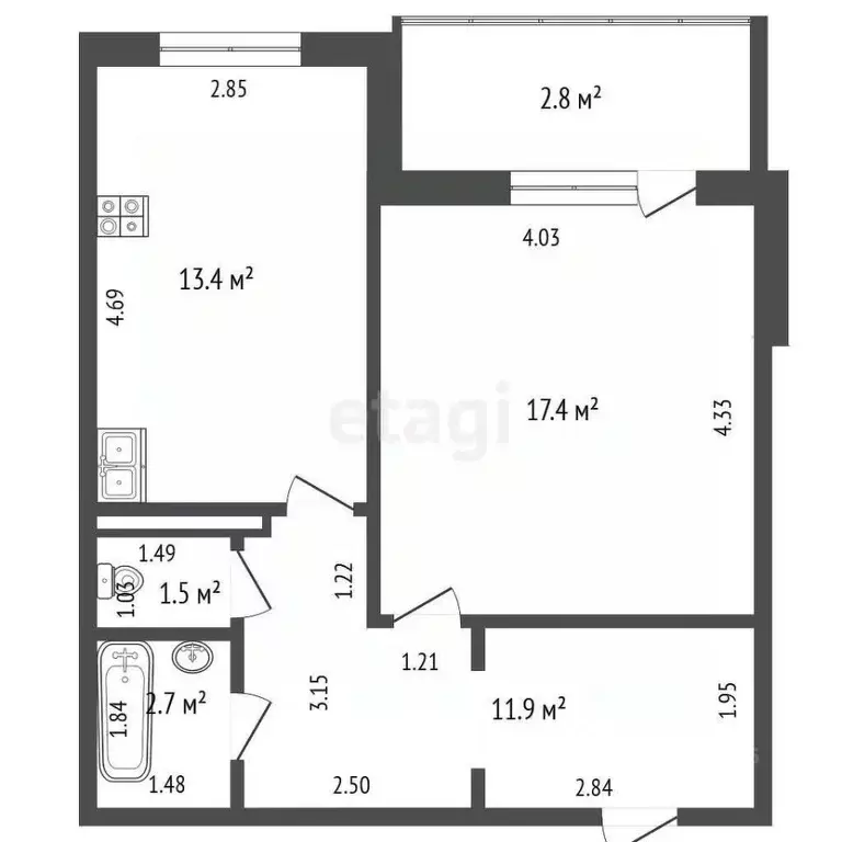 1-к кв. Самарская область, Тольятти ул. Есенина, 16Б (53.0 м) - Фото 1