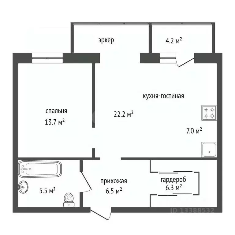2-к кв. Красноярский край, Красноярск ул. Партизана Железняка, 48В ... - Фото 1