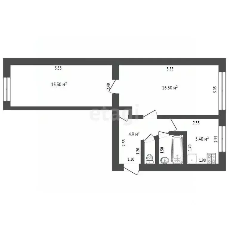 2-к кв. Нижегородская область, Выкса Гоголя мкр, 15 (43.2 м) - Фото 1