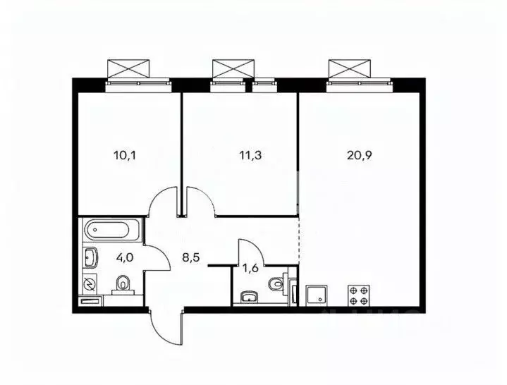 2-к кв. Московская область, Люберцы ул. 8 Марта, 18к3 (56.0 м) - Фото 1