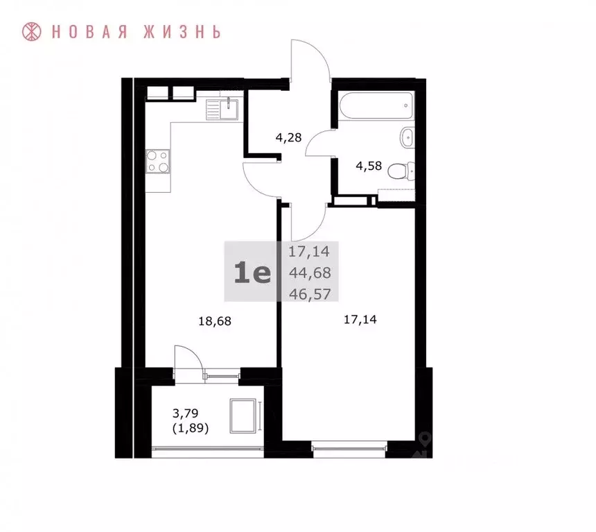 1-к кв. Самарская область, Самара  (46.6 м) - Фото 1