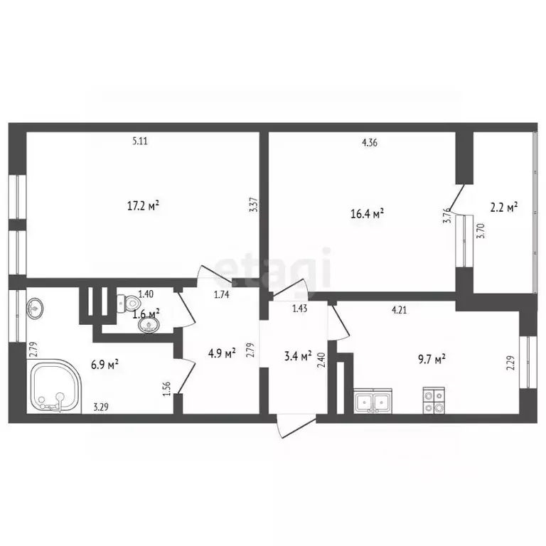 2-к кв. Севастополь ш. Камышовое, 37Бк3 (60.3 м) - Фото 2