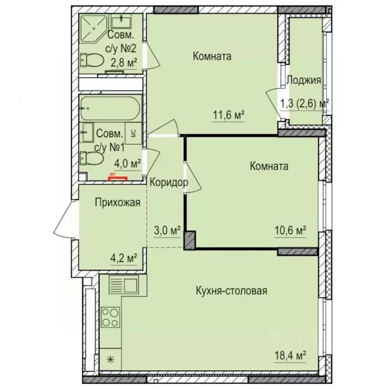 2-к кв. Удмуртия, Ижевск Буммаш жилрайон, Покровский жилой комплекс ... - Фото 1