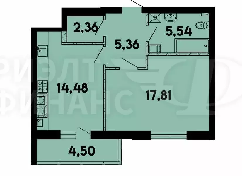 1-комнатная квартира: Калининград, Солдатская улица, 9к1 (50.05 м) - Фото 0