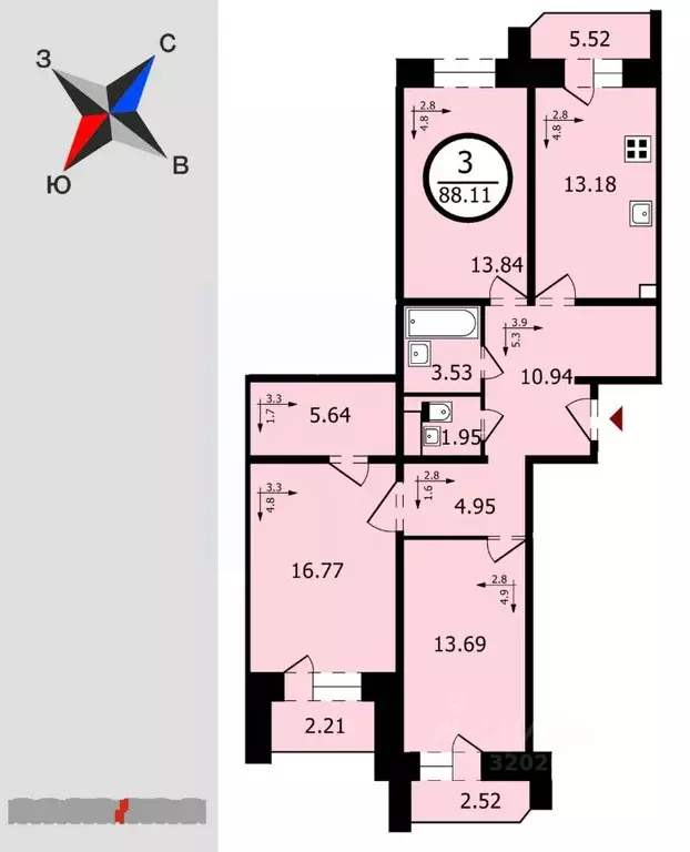 3-к кв. Владимирская область, Владимир ул. Горького, 133А (84.9 м) - Фото 1