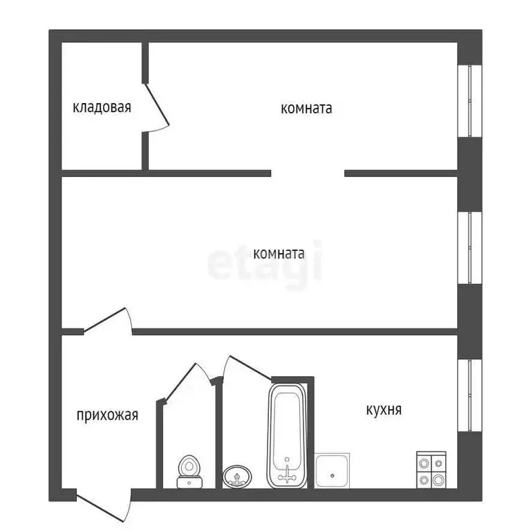 2-комнатная квартира: Кириши, проспект Ленина, 12 (43.4 м) - Фото 1