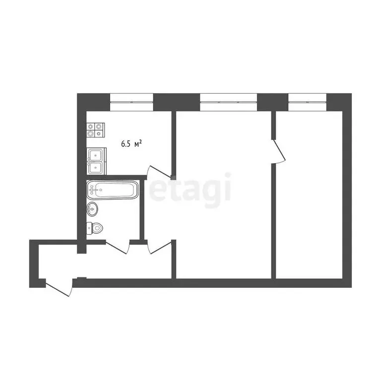 2-комнатная квартира: Петропавловск-Камчатский, улица Труда, 25 (44.9 ... - Фото 0