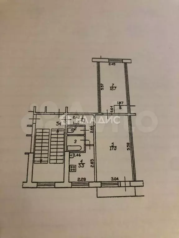 2-к. квартира, 45,5 м, 3/5 эт. - Фото 0