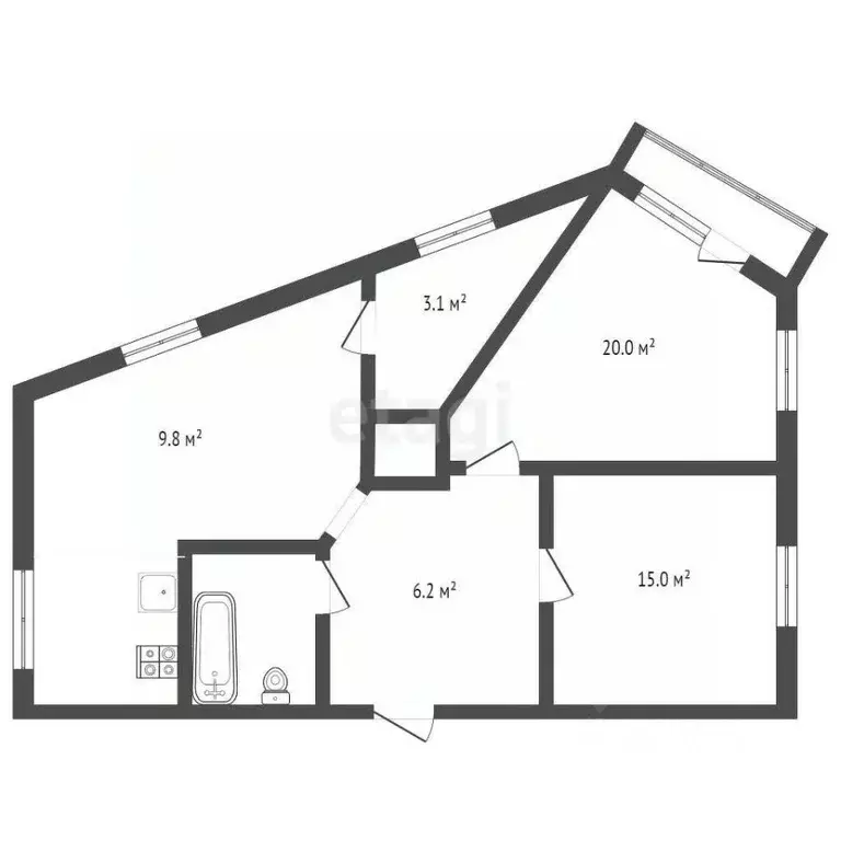 2-к кв. Крым, Феодосия ул. Армянская, 4 (56.8 м) - Фото 2