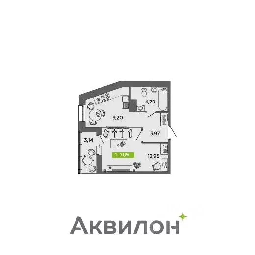 1-к кв. Архангельская область, Архангельск 6-й мкр,  (31.89 м) - Фото 0