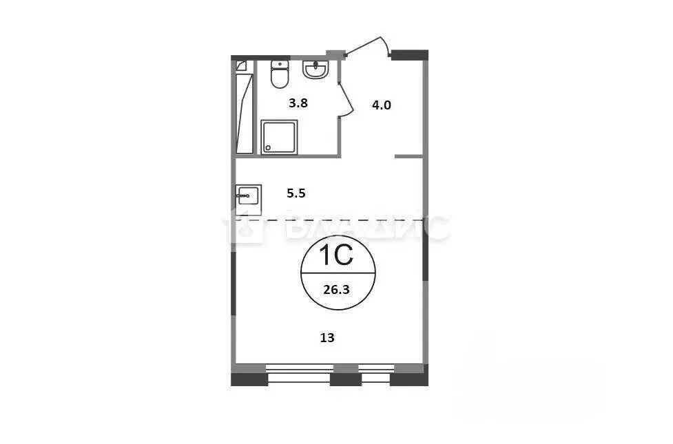 Квартира-студия: Московский, улица Лаптева, 7 (26.3 м) - Фото 1