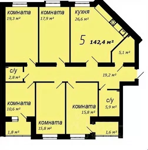 5-к кв. Владимирская область, Муром ул. 2-я Новослободская, 10 (142.4 ... - Фото 0