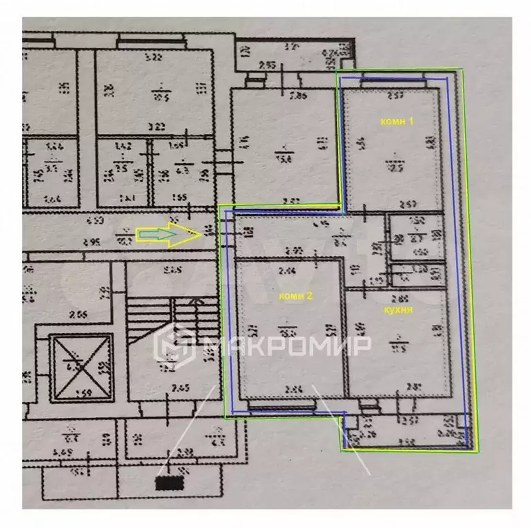 2-к. квартира, 51,9 м, 1/9 эт. - Фото 0