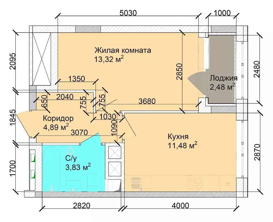 1-к кв. Кемеровская область, Кемерово ул. Дружбы, 9 (35.48 м) - Фото 1