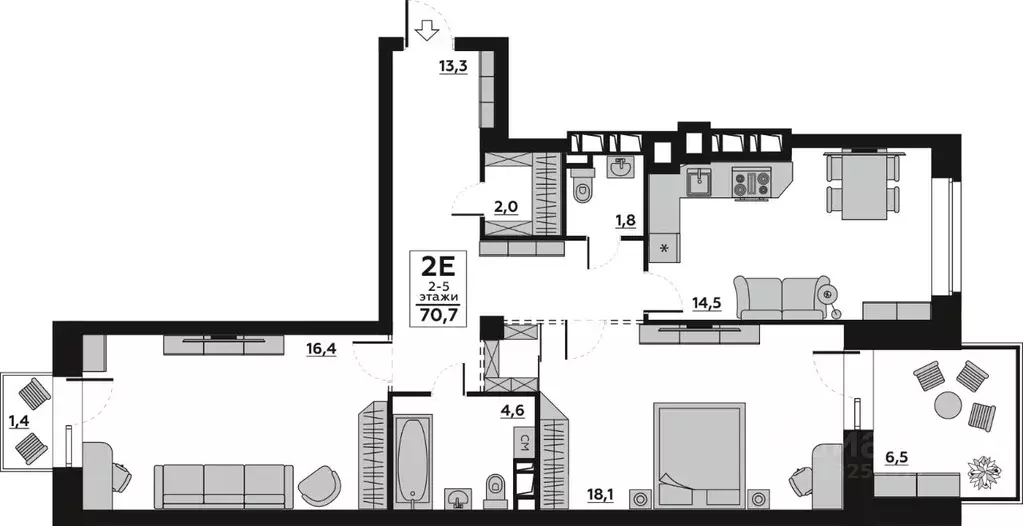 2-к кв. Волгоградская область, Волгоград пос. Ангарский, ул. ... - Фото 1