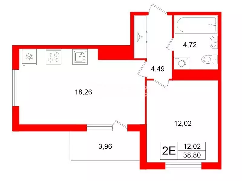 1-комнатная квартира: посёлок Шушары, улица Нины Петровой, 7к1 (38.8 ... - Фото 1