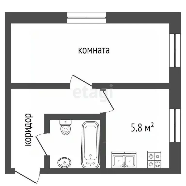 1-к кв. Московская область, Клин Клин-9 городок, 2 (30.9 м) - Фото 1