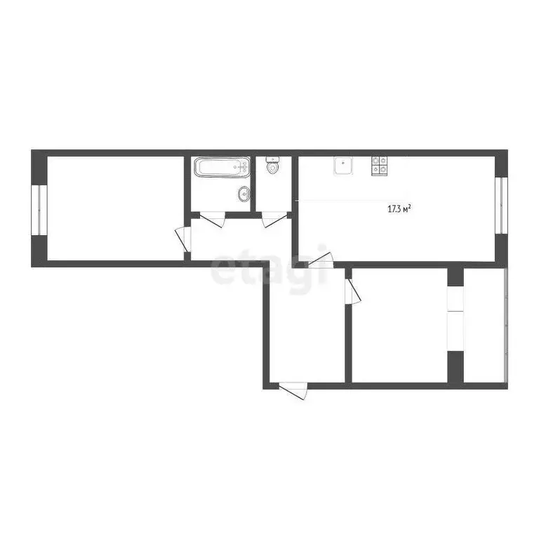 2-комнатная квартира: Тюмень, Севастопольская улица, 5 (53.4 м) - Фото 1