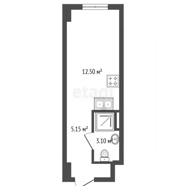 Студия Санкт-Петербург просп. Стачек, 64 (20.4 м) - Фото 2