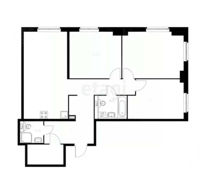 3-к кв. Татарстан, Казань ул. Нурсултана Назарбаева, 10 (115.0 м) - Фото 1