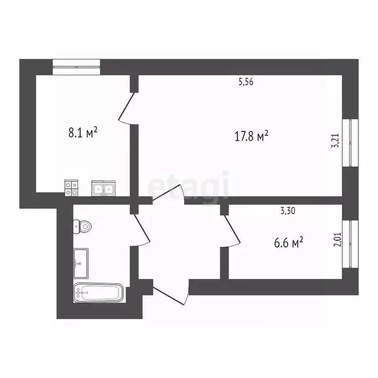 2-к кв. Башкортостан, Салават ул. 21-го Съезда КПСС, 112 (41.5 м) - Фото 2