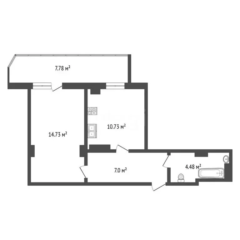 1-комнатная квартира: Курск, 2-я Агрегатная улица, 57А (44.73 м) - Фото 2