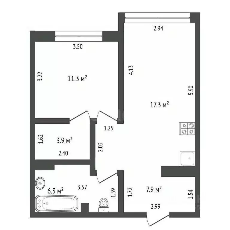 2-к кв. Кемеровская область, Кемерово Волгоградская ул., 1 (47.0 м) - Фото 0
