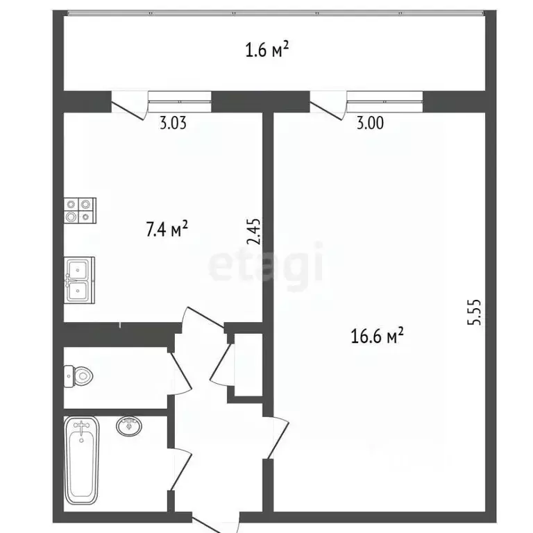 1-к кв. Псковская область, Печоры Вокзальная ул., 14 (32.0 м) - Фото 1