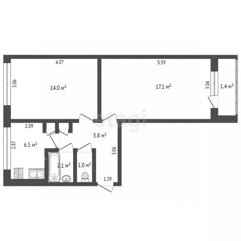 2-к кв. Мордовия, Саранск ул. Крылова, 61А (47.2 м) - Фото 1