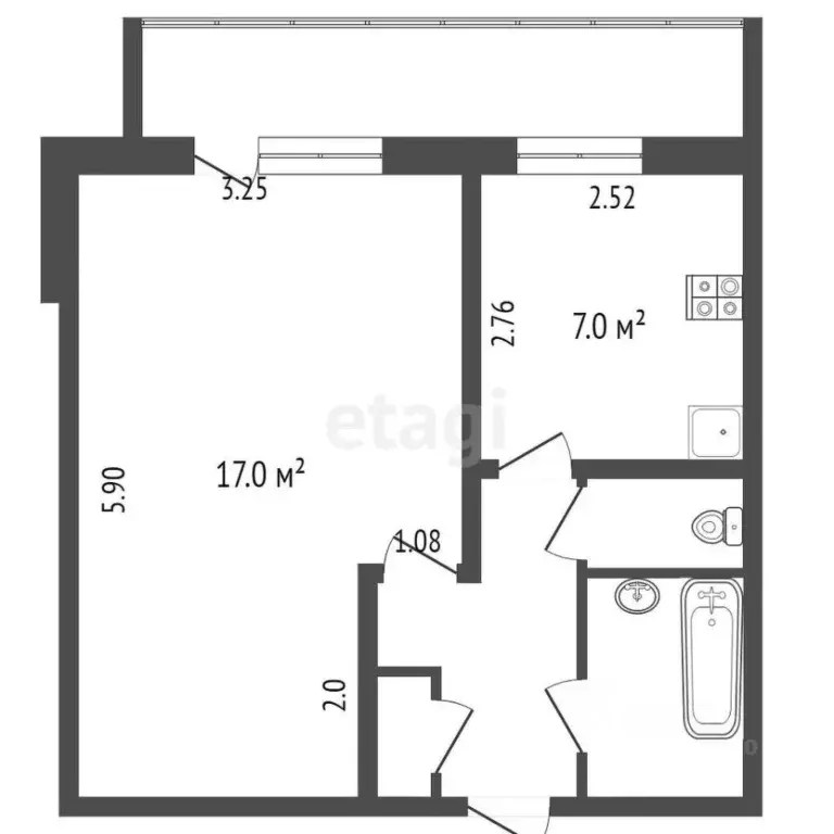 1-к кв. Тюменская область, Тюмень ул. Федюнинского, 13 (32.5 м) - Фото 1