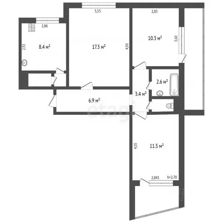 3-к кв. Владимирская область, Ковров Волго-Донская ул., 11В (62.7 м) - Фото 1