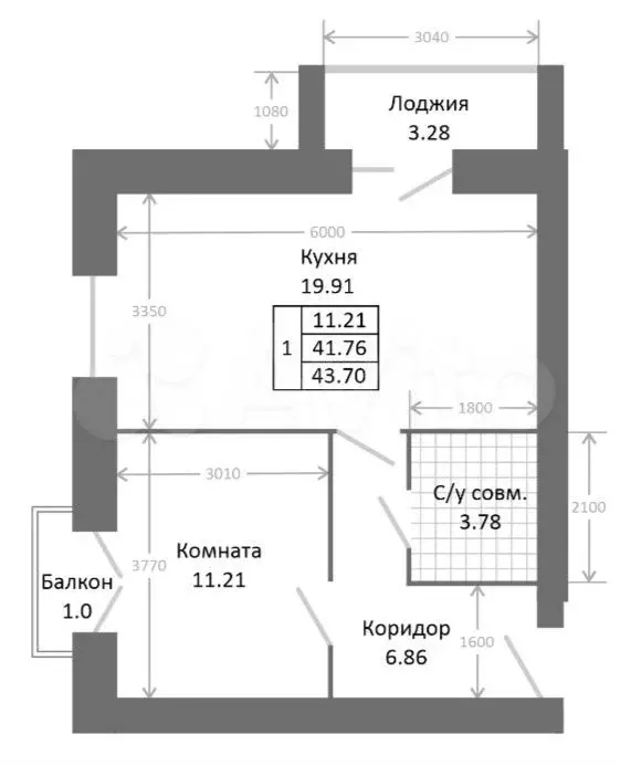 1-к. квартира, 46 м, 7/9 эт. - Фото 0