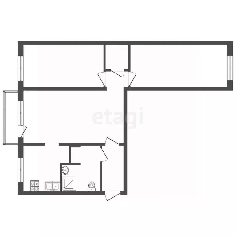 3-к кв. Архангельская область, Архангельск Троицкий просп., 186 (58.0 ... - Фото 2