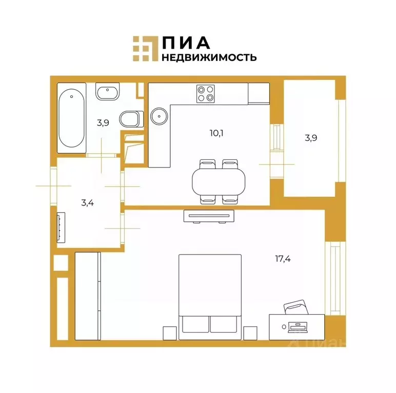 1-к кв. Санкт-Петербург Уральская ул., 25 (34.8 м) - Фото 2
