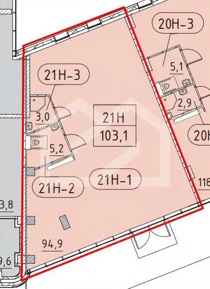 Торговая площадь в Москва Марк жилой комплекс, к1 (103 м) - Фото 2