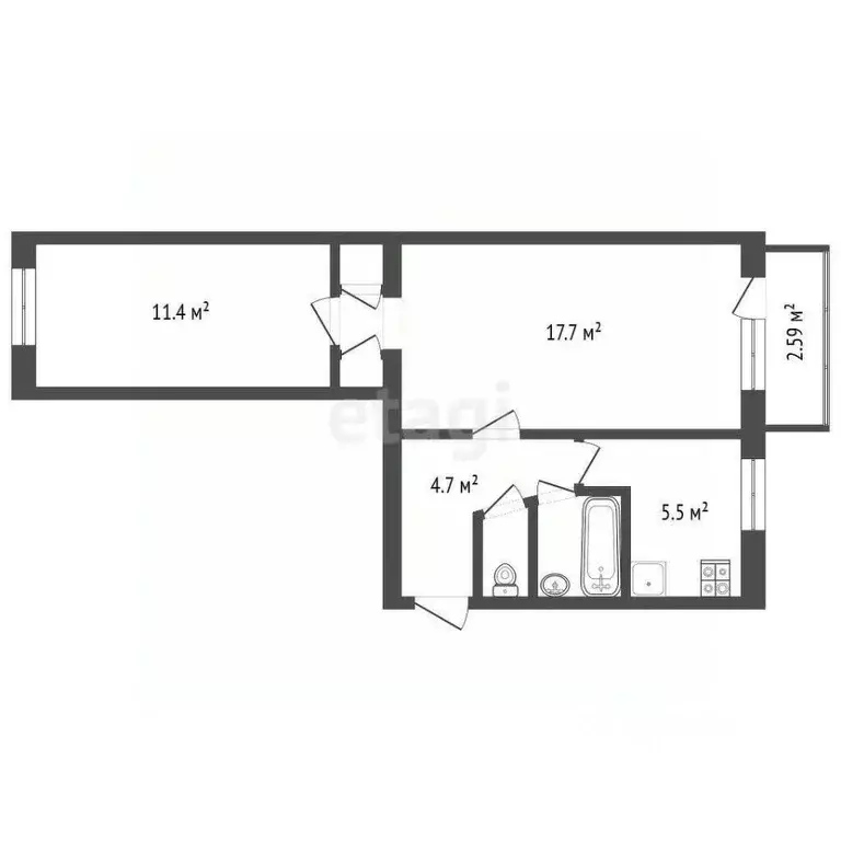 2-к кв. Севастополь ул. Павла Силаева, 5 (45.2 м) - Фото 2