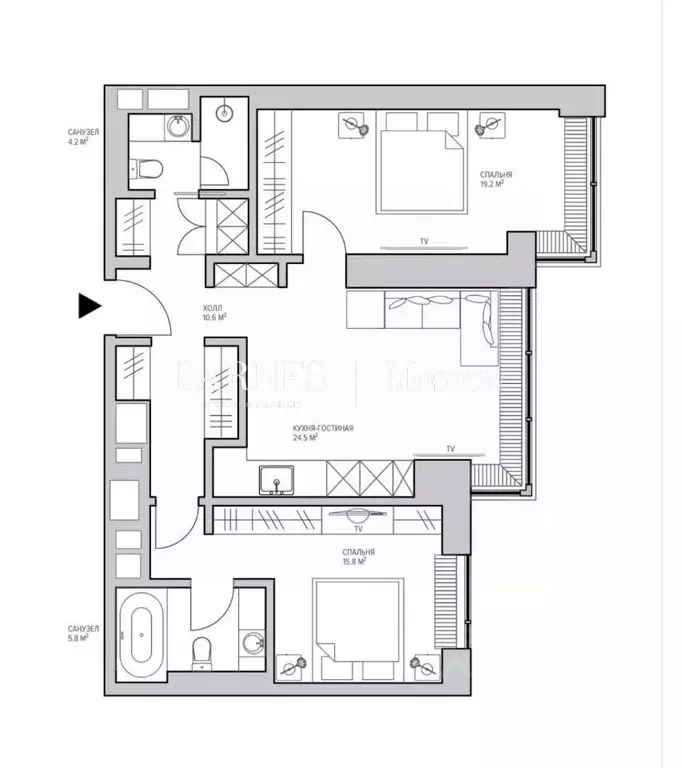 3-к кв. Москва Поклонная ул., 9 (80.01 м) - Фото 1