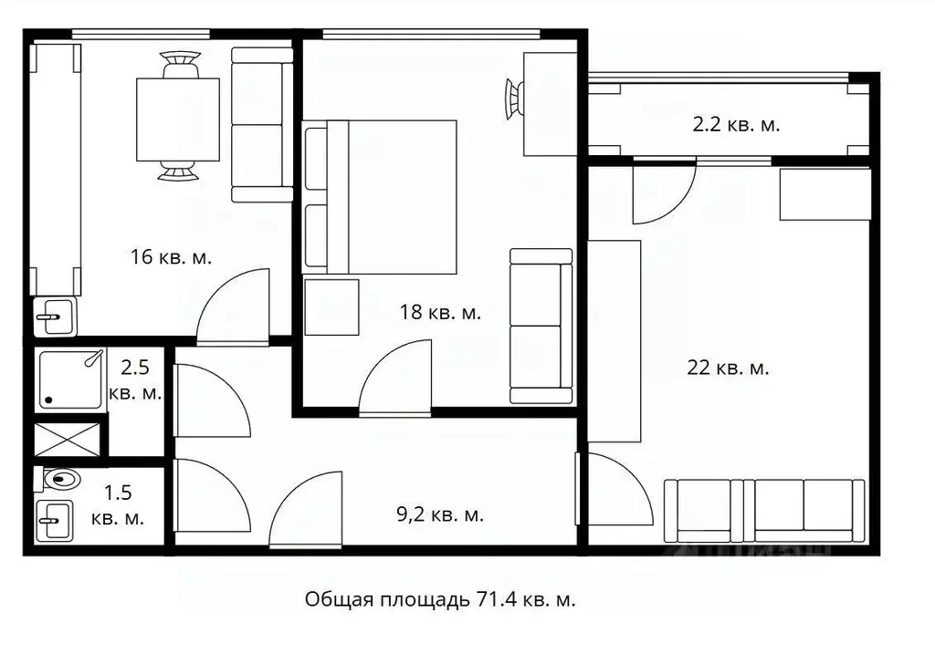 2-к кв. Московская область, Балашиха ул. Ситникова, 6 (71.4 м) - Фото 1