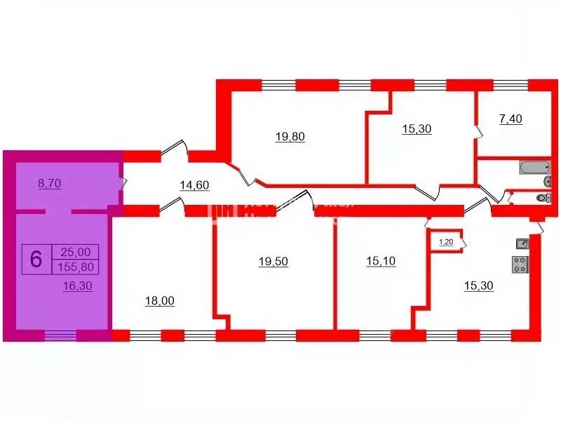 Комната Санкт-Петербург ул. Блохина, 20/7 (25.0 м) - Фото 1