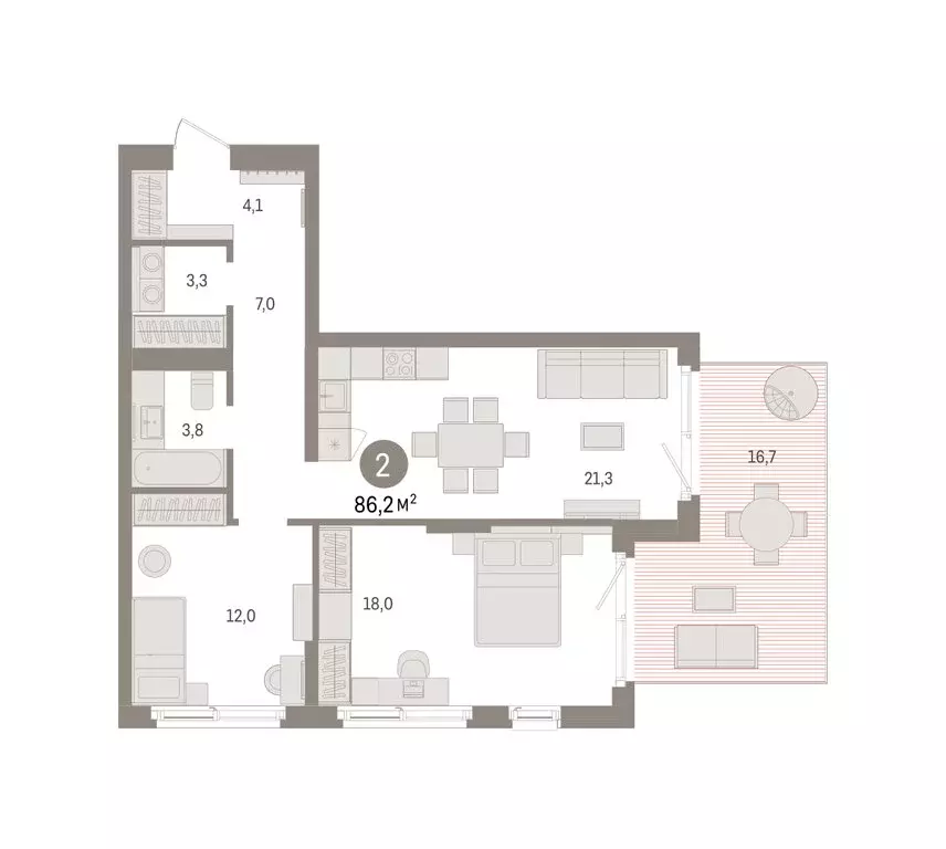 2-комнатная квартира: Челябинская область, Сосновский муниципальный ... - Фото 2