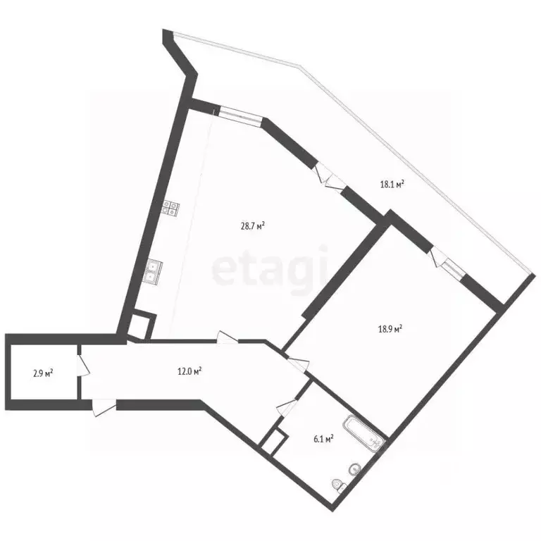 2-к кв. Калининградская область, Калининград Клиническая ул., 19А ... - Фото 2