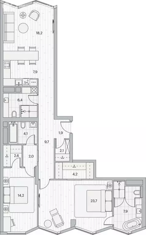 3-комнатная квартира: Москва, Береговой проезд, 2к1 (104 м) - Фото 1