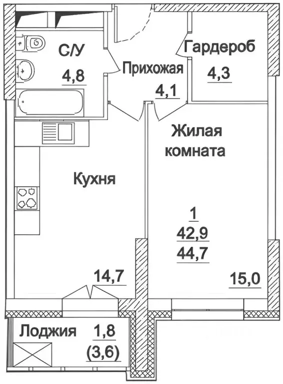 1-к кв. Москва Хорошевское ш., 25Ак2 (46.0 м) - Фото 1