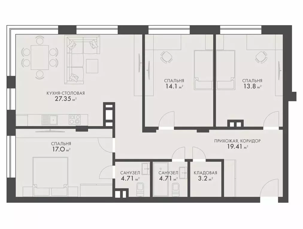 4-комнатная квартира: деревня Рогозинино, Луговая улица, 20Вк1 (106.7 ... - Фото 1