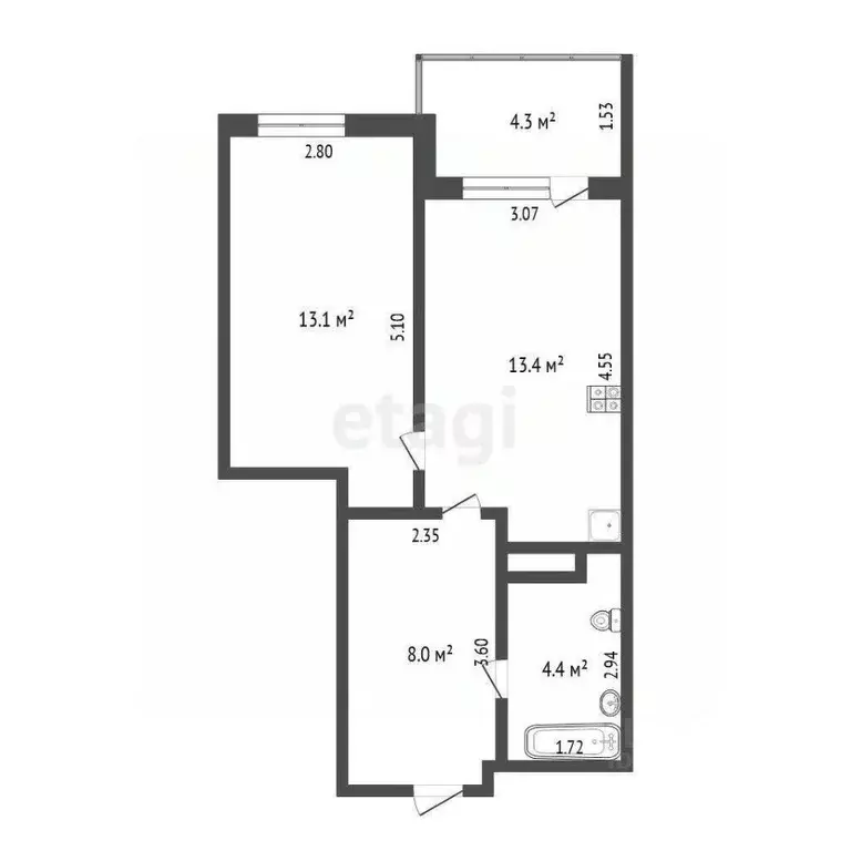 1-к кв. Тюменская область, Тюмень ул. Линейная, 23 (40.0 м) - Фото 0