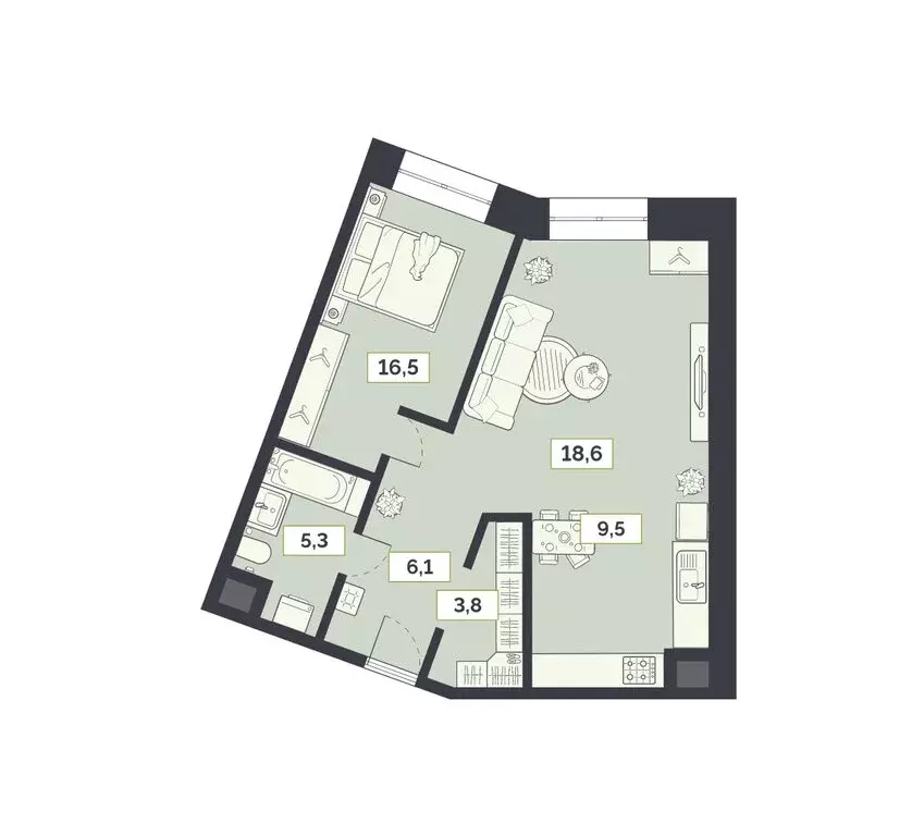 1-комнатная квартира: Москва, Староалексеевская улица, 5А (59.8 м) - Фото 1