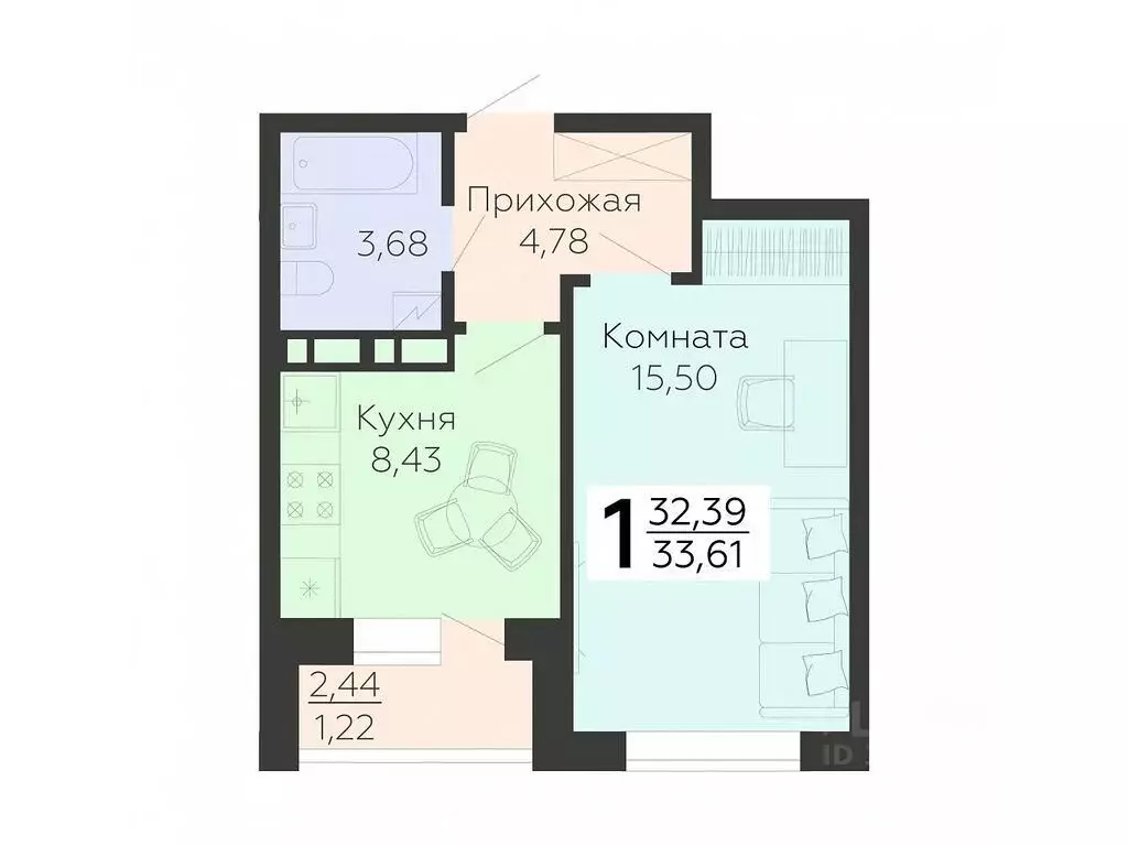 1-к кв. Воронежская область, Воронеж ул. 45-й Стрелковой Дивизии, 119 ... - Фото 0